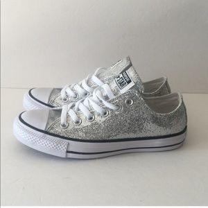 converse all star ox low silver sequins